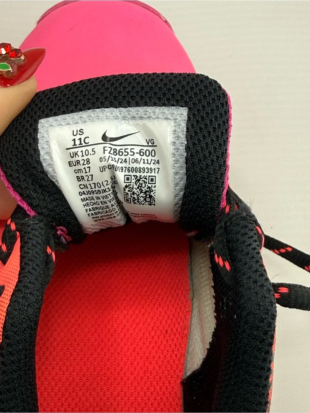 Nike Youth Baseball/Softball Cleats – Pink/Black – Size US 11C KIDS